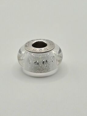 Chamilia 925 Sterling Silver Murano Glass Charm w/ Clear Swarovski Crystals